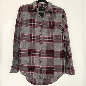 Pacsun longer fit flannel button down gray, maroon, white, black small men, wome